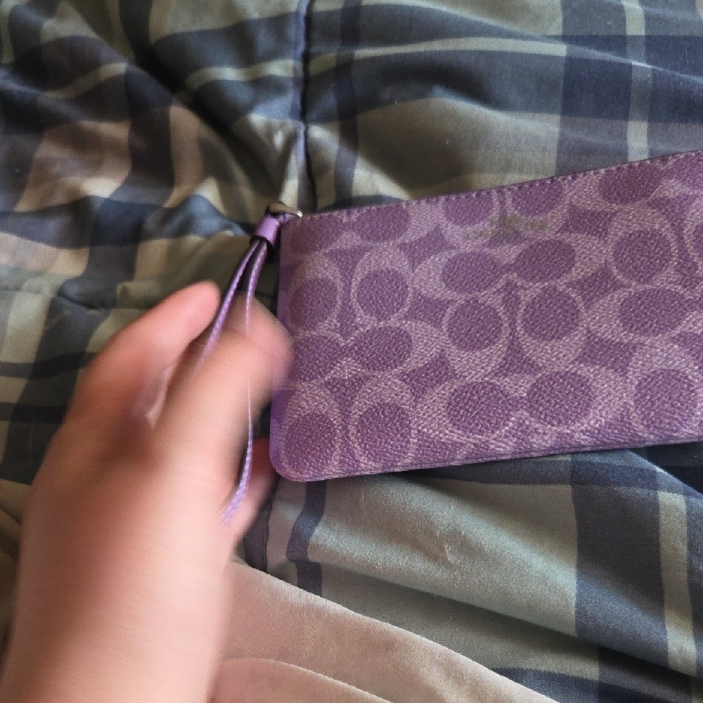 Coach Purple Signature Clutch Wristlet - Picture 3 of 4